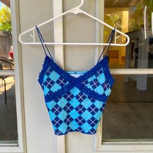 Plaid print cropped tank top